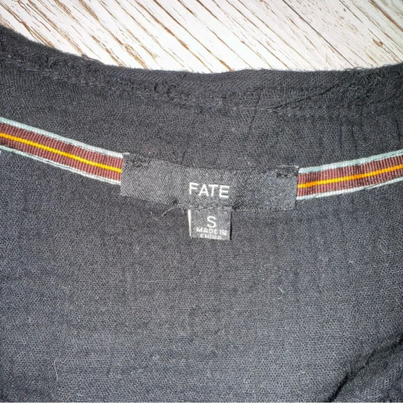 Fate Color Block Cotton Gauze Pullover V-Neck Balloon Long Sleeve Shirt Top S - Picture 14 of 14